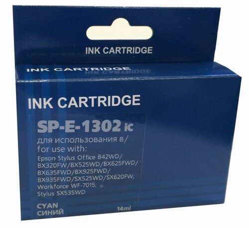 Струйный картридж Solution Print SP-E-1302iC C13T13024010/ C13T13024012 для принтеров Epson Stylus Office BX320FW Epson Stylus SX525WD/ WF-7015/ WF-7515, голубой, 850 стр.