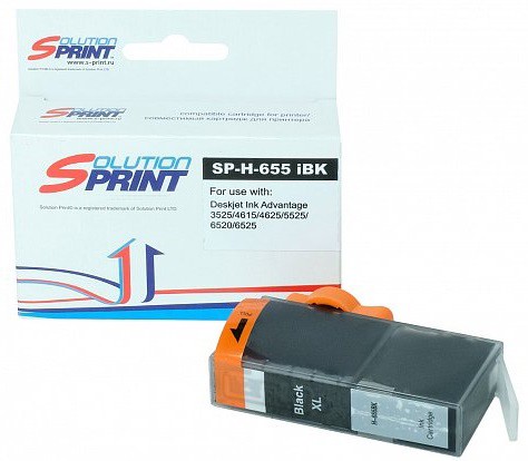 Струйный картридж Solution Print SP-H-655iBk CZ109AE для принтеров HP DeskJet Ink Advantage 3525/ 4615/ 4625/ 5525 e-All-in-One/ 6525, черный, 550 стр.