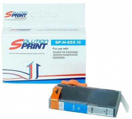 Струйный картридж Solution Print SP-H-655iC CZ110AE для принтеров HP DeskJet Ink Advantage 3525/ 4615/ 4625/ 5525 e-All-in-One/ 6525, голубой, 600 стр.