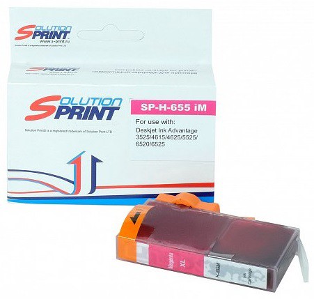 Струйный картридж Solution Print SP-H-655iM CZ111AE для принтеров HP DeskJet Ink Advantage 3525/ 4615/ 4625/ 5525 e-All-in-One/ 6525, пурпурный, 600 стр.