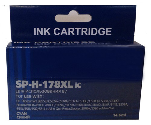 Струйный картридж Solution Print SP-H-178XL iC CB323HE для принтеров HP DeskJet 3070A/ 5510/ 5520/ 5521/ 5522/ 5524/ 5525/ 6510/ 6520/ 7510/ 7520, голубой, 750 стр.