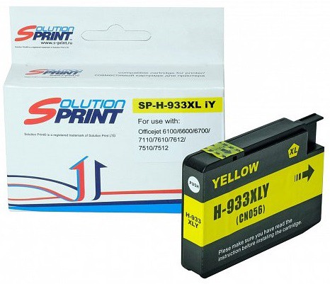 Струйный картридж Solution Print SP-H-933XL iY CN056AE для принтеров HP OfficeJet 6100/ 6600 H711/ 6700 Premium H711/ 7110/ 7510/ 7610/ 7612, желтый, 825 стр.