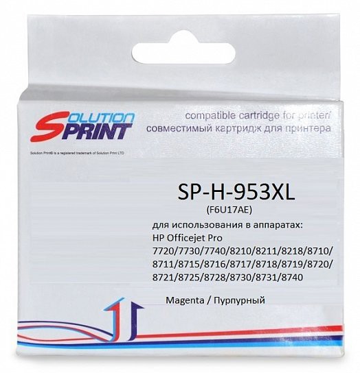 Струйный картридж Solution Print SP-H-953XL iM F6U17AE для принтеров HP Officejet Pro 7740/ 8210/ 8211/ 8218/ 8728/ 8730/ 8731/ 8740/ 7720/ 7730, пурпурный, 1600 стр.