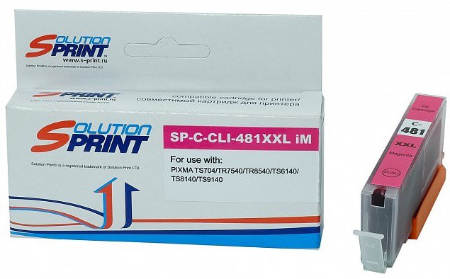 Струйный картридж Solution Print SP-C-CLI-481XXL iM для принтеров Canon PIXMA TR7540/ TS6140/ TR8540/ TS6240/ TS6340/ TS8340/ TS700/ TS704, пурпурный, 830 стр.